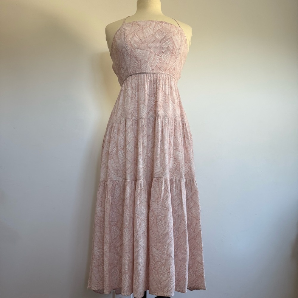 Keen The Label Criss Cross Back White and pink Leaf print Size: M